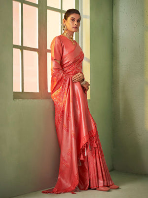 Red Kanjivaram Art Silk Saree With Blouse Piece