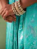 Turquoise Blue Kanjivaram Art Silk Saree With Blouse Piece