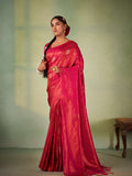 Dark Pink Kanjeevaram Art Silk Saree With Blouse Piece