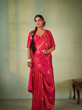 Dark Pink Kanjeevaram Art Silk Saree With Blouse Piece