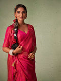 Dark Pink Kanjeevaram Art Silk Saree With Blouse Piece