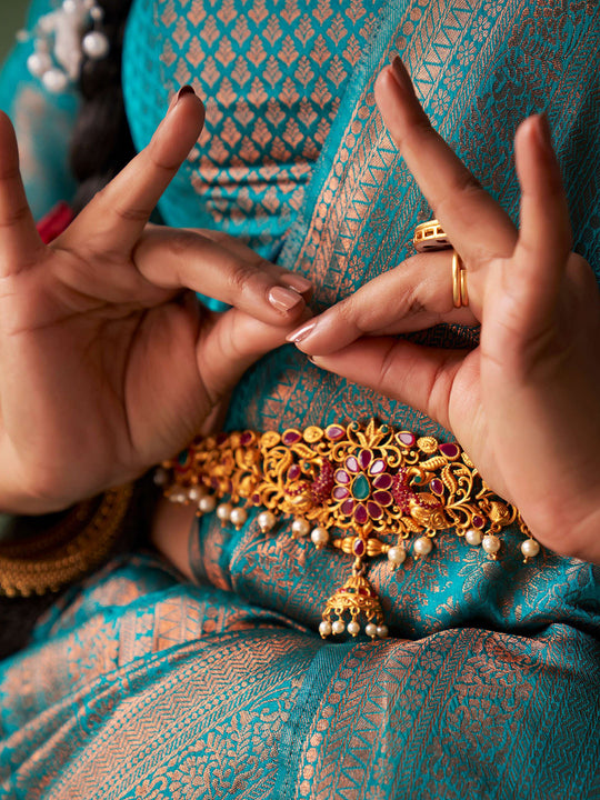 Blue Kanjivaram Art Silk Saree With Blouse Piece