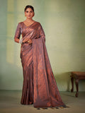 Grey Kanjivaram Art Silk Saree With Blouse Piece