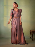 Grey Kanjivaram Art Silk Saree With Blouse Piece