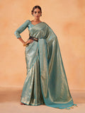 Light Blue Kanjivaram Art Silk Saree With Blouse Piece