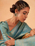 Light Blue Kanjivaram Art Silk Saree With Blouse Piece