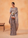 Grey Kanjivaram Art Silk Saree With Blouse Piece