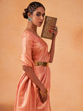Orange Kanjivaram Art Silk Saree With Blouse Piece