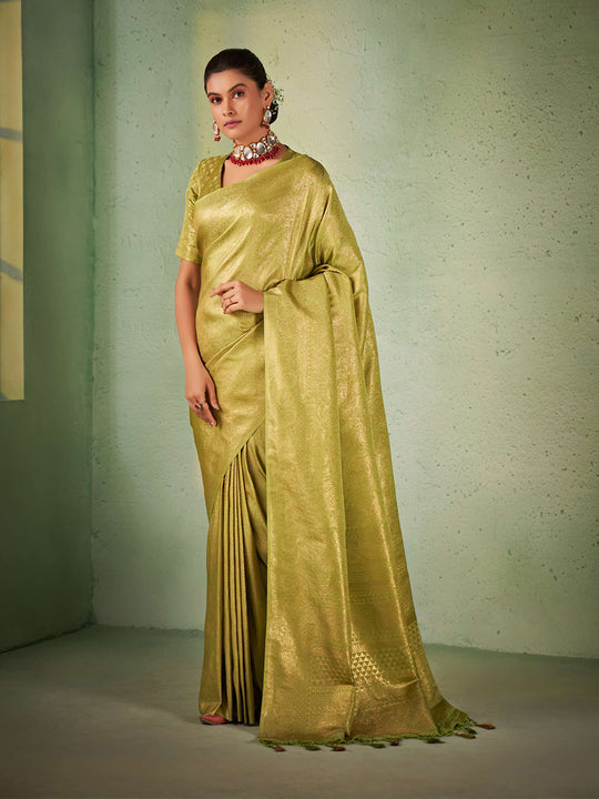 Green Kanjivaram Art Silk Saree With Blouse Piece