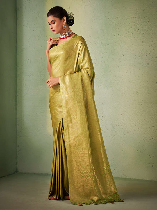 Green Kanjivaram Art Silk Saree With Blouse Piece