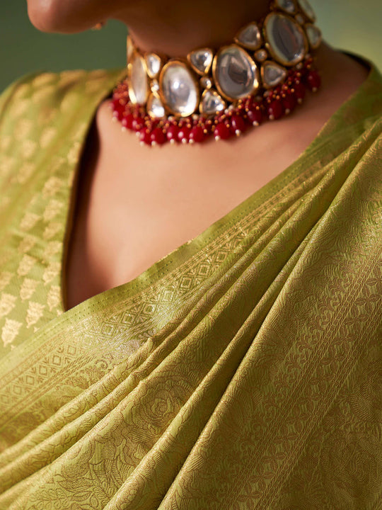 Green Kanjivaram Art Silk Saree With Blouse Piece