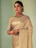 Beige Kanjivaram Art Silk Saree With Blouse Piece