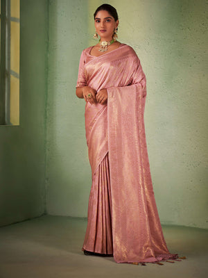 Pear Kanjivaram Art Silk Saree With Blouse Piece