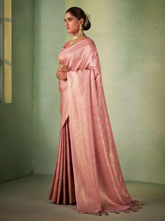 Pear Kanjivaram Art Silk Saree With Blouse Piece