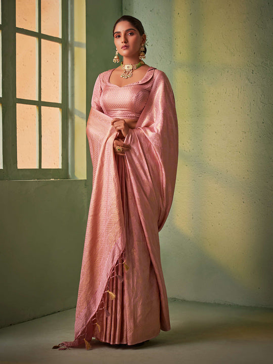 Pear Kanjivaram Art Silk Saree With Blouse Piece