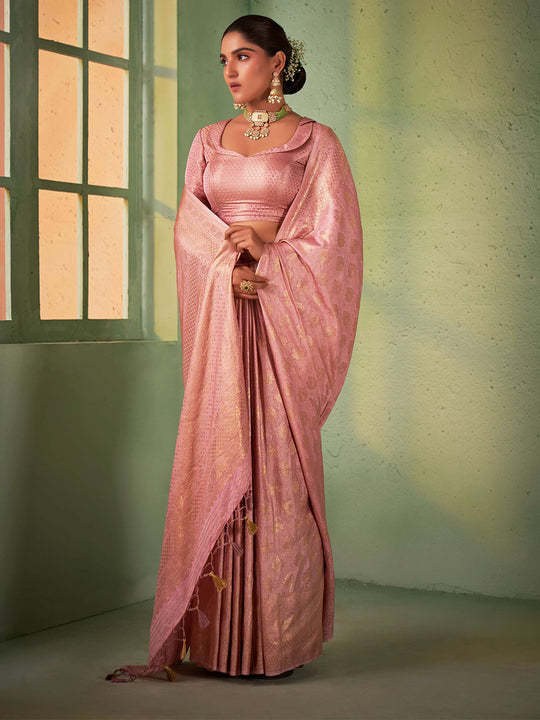 Pear Kanjivaram Art Silk Saree With Blouse Piece