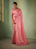 Light Pink Kanjivaram Art Silk Saree With Blouse Piece