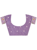 Purple Cotton Blend Jamdani Saree With Blouse Piece