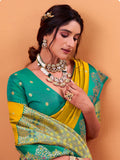 Yellow Soft Satin Silk Weaving Border With Gold Zari Silk Saree With Blouse Piece