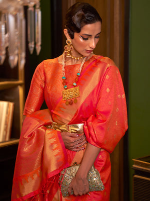 Orange Art Silk Saree With Blouse Piece