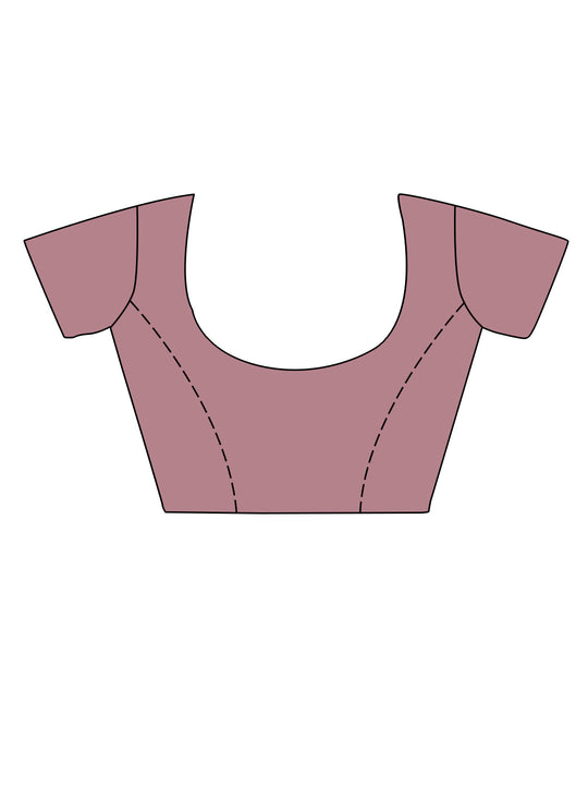 Pink Linen Blend Saree With Blouse Piece