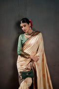 Soft Silk Chitt Palu With Contrast Blouse Weaving Saree