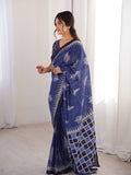 Soft Pure Cotton Hand Bagru Print Sarees With Blouse Pice