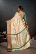 Soft Silk Chitt Palu With Contrast Blouse Weaving Saree
