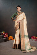 Soft Silk Chitt Palu With Contrast Blouse Weaving Saree