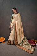 Soft Silk Chitt Palu With Contrast Blouse Weaving Saree