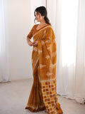 Soft Pure Cotton Hand Bagru Print Sarees With Blouse Pice