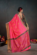 Soft Silk Chitt Palu With Contrast Blouse Weaving Saree