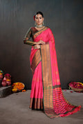 Soft Silk Chitt Palu With Contrast Blouse Weaving Saree