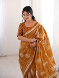 Soft Pure Cotton Hand Bagru Print Sarees With Blouse Pice