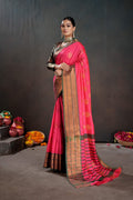 Soft Silk Chitt Palu With Contrast Blouse Weaving Saree