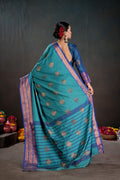 Soft Silk Chitt Palu With Contrast Blouse Weaving Saree