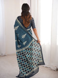 Soft Pure Cotton Hand Bagru Print Sarees With Blouse Pice