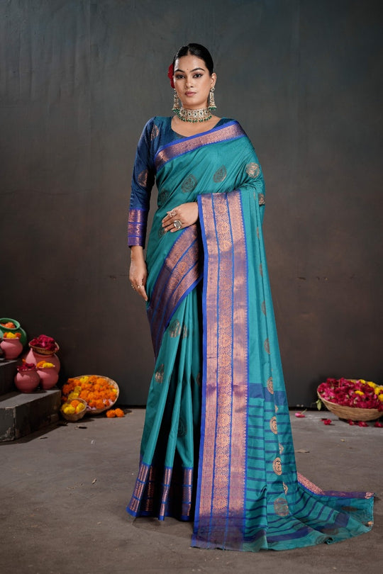 Soft Silk Chitt Palu With Contrast Blouse Weaving Saree