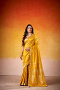 Satin Tissue Woven Design Jacquard Work Handloom  Saree With Blouse Piece