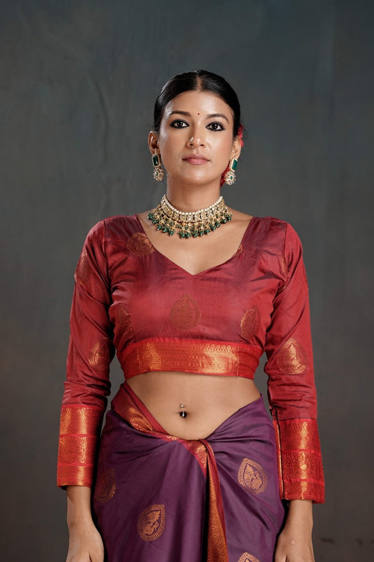 Soft Silk Chitt Palu With Contrast Blouse Weaving Saree