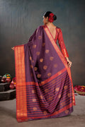 Soft Silk Chitt Palu With Contrast Blouse Weaving Saree