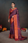 Soft Silk Chitt Palu With Contrast Blouse Weaving Saree