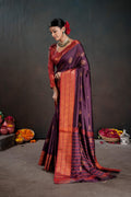 Soft Silk Chitt Palu With Contrast Blouse Weaving Saree