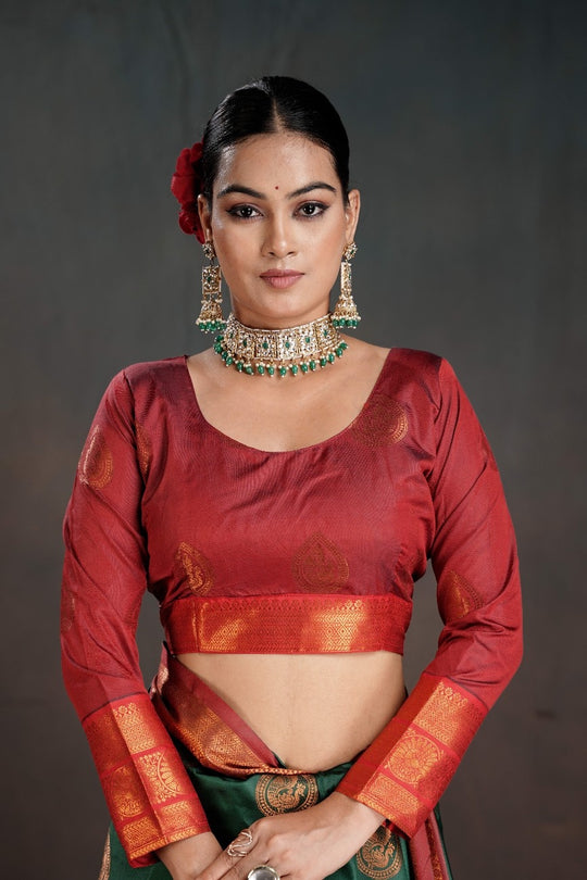 Soft Silk Chitt Palu With Contrast Blouse Weaving Saree