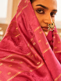 Satin Silk Fabric With Self Jequard And Zari Weaving  Work Banarasi Silk Saree