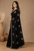 Black Embroidered Saree With Blouse Piece