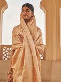 Satin Silk Fabric With Self Jequard And Zari Weaving  Work Banarasi Silk Saree