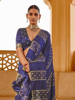 Satin Silk Fabric With Self Jequard And Zari Weaving  Work Banarasi Silk Saree