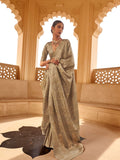 Satin Silk Fabric With Self Jequard And Zari Weaving  Work Banarasi Silk Saree