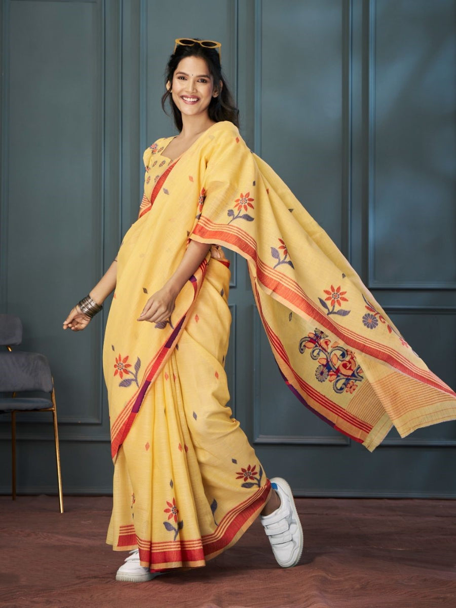 Buy Handloom Linen With Beautiful Weaving 25115 Online | Karagiri